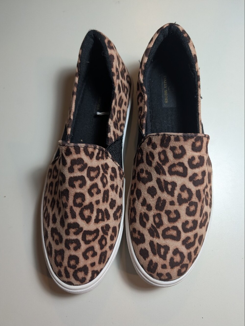 Daily Shoes Woman's Size 5.5 Leopard Print Slip-On Sneakers - Brown/Black